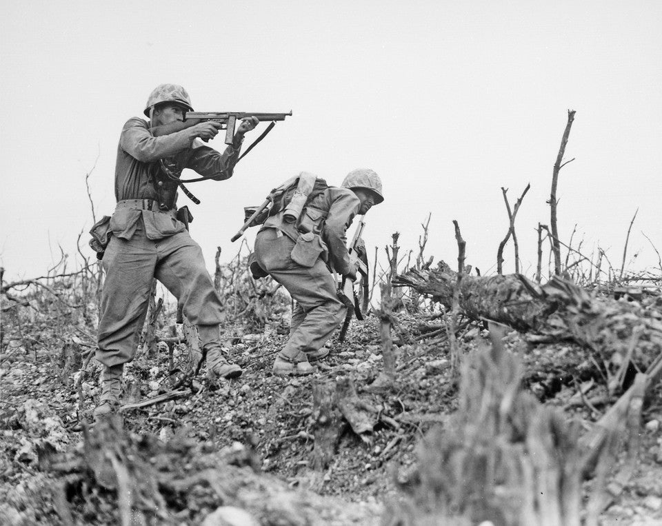 BrickWarp| WWII US MARINE PAIR - THOMPSON & BAR