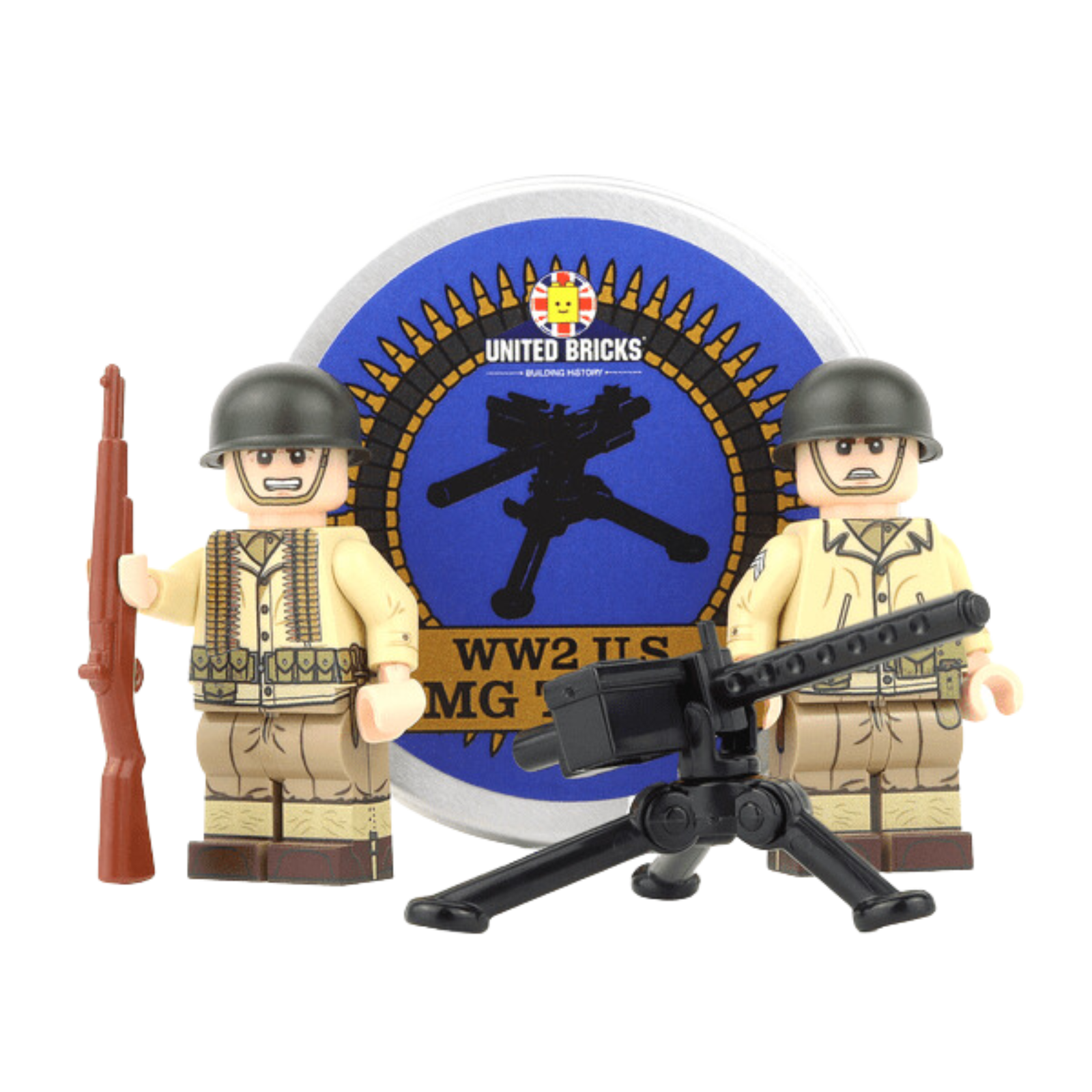 United Bricks WW2 Army Machine Gun Team – War Brick Headquarter